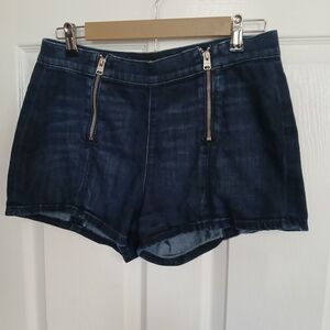 Express Denim Blue Women's Mini Shorts Vintage Y2K Boho Vacation Zipper Size 6